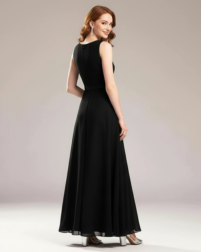 Festliche Kleider Jugendweihe Traeger - Schwarz Chiffon - Ansicht 2