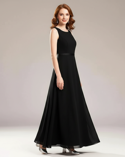Festliche Kleider Jugendweihe Traeger - Schwarz Chiffon - Ansicht 3