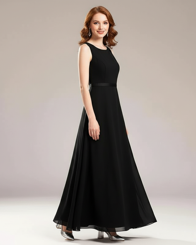 Festliche Kleider Jugendweihe Traeger - Schwarz Chiffon - Ansicht 3