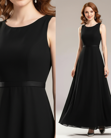 Festliche Kleider Jugendweihe Traeger - Schwarz Chiffon - Ansicht 4