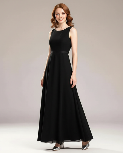 Festliche Kleider Jugendweihe Traeger - Schwarz Chiffon - Ansicht 5