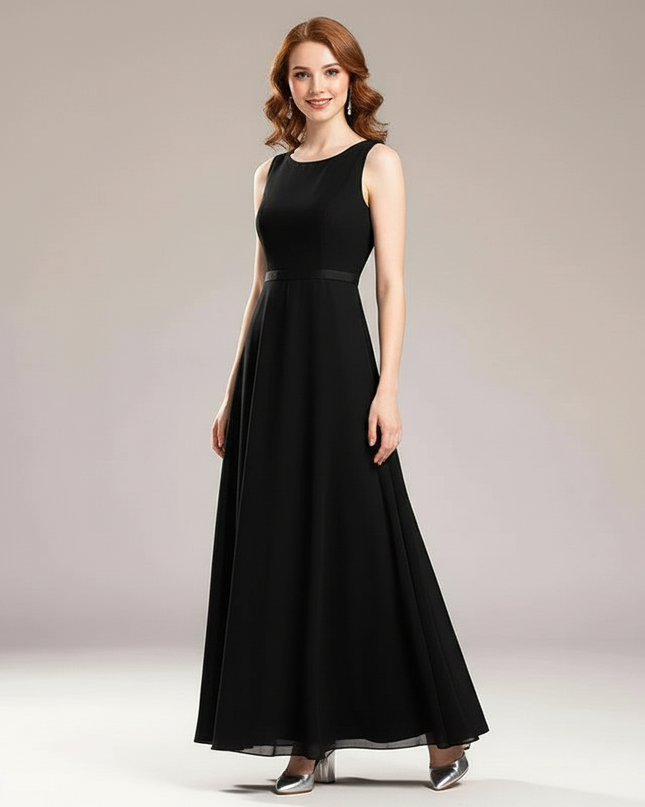 Festliche Kleider Jugendweihe Traeger - Schwarz Chiffon - Ansicht 5