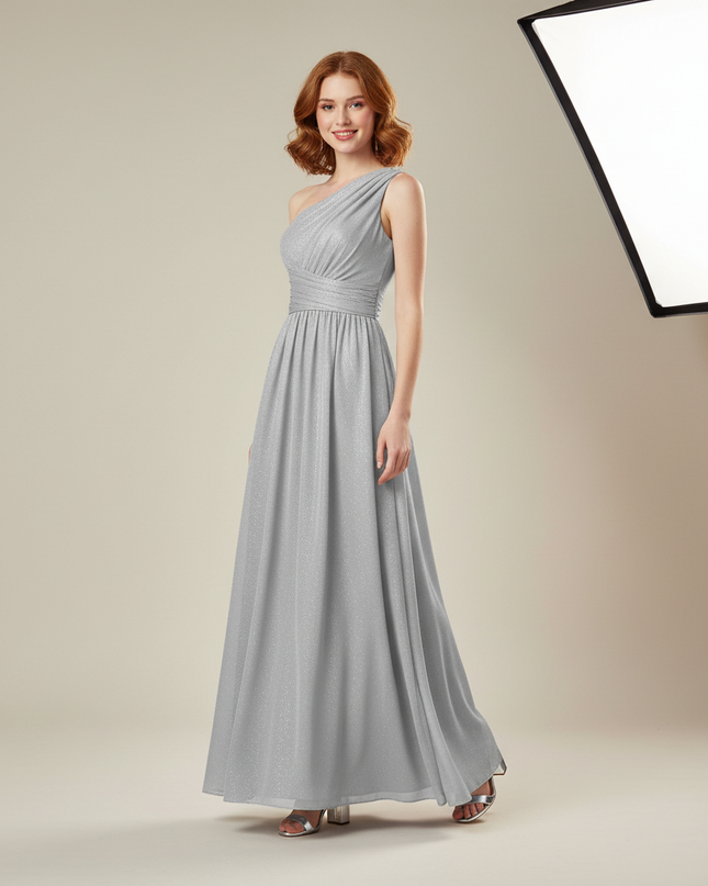 Festliches Kleid Jugendweihe Silber Chiffon - Elegant - Ansicht 1