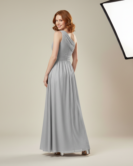 Festliches Kleid Jugendweihe Silber Chiffon - Elegant - Ansicht 2