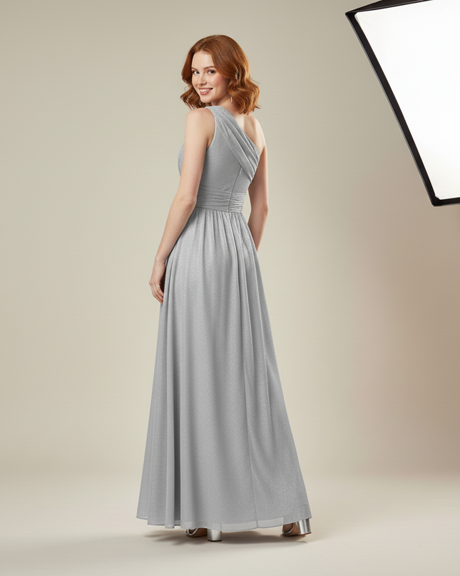Festliches Kleid Jugendweihe Silber Chiffon - Elegant - Ansicht 2