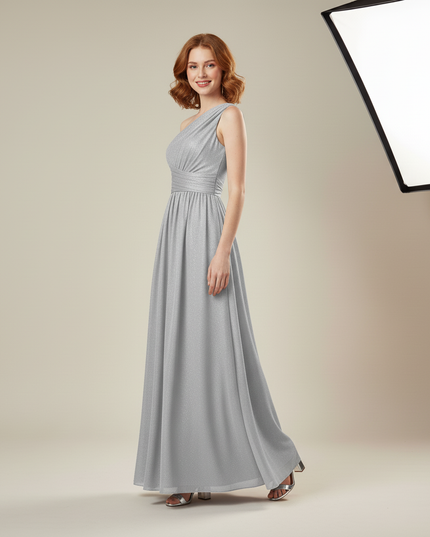 Festliches Kleid Jugendweihe Silber Chiffon - Elegant - Ansicht 3