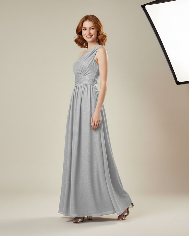 Festliches Kleid Jugendweihe Silber Chiffon - Elegant - Ansicht 3