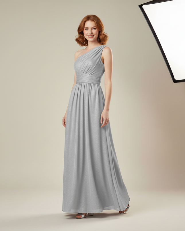 Festliches Kleid Jugendweihe Silber Chiffon - Elegant - Ansicht 5