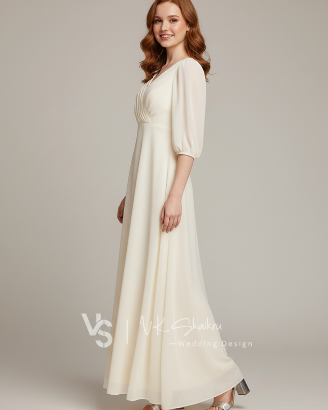 Festliche Kleider Jugendweihe Weiss Creme Gold Maedchen - Ansicht 3