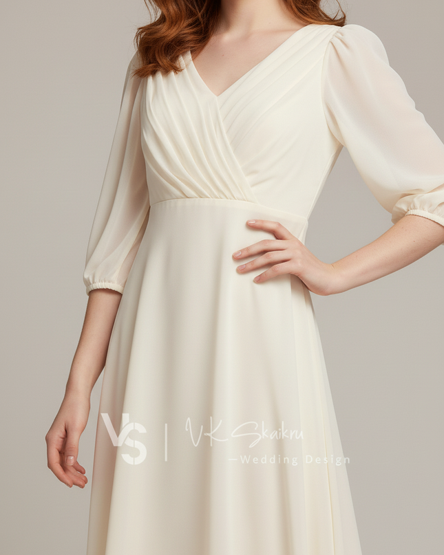 Festliche Kleider Jugendweihe Weiss Creme Gold Maedchen - Ansicht 4