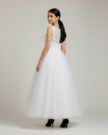 Festliches Kleid Jugendweihe Weiss Lang Blumen - Ansicht 2