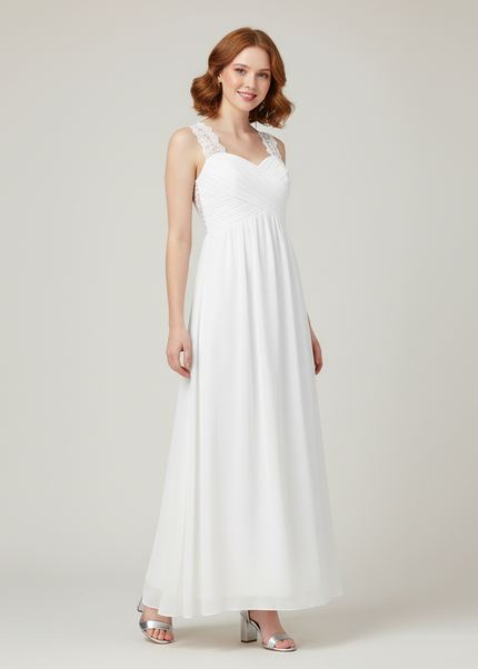 Festliches Kleid Jugendweihe Weiss Spitze Blumen - Ansicht 1