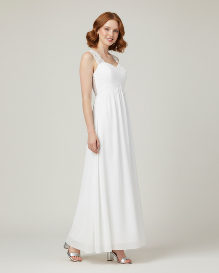Festliches Kleid Jugendweihe Weiss Spitze Blumen - Ansicht 3