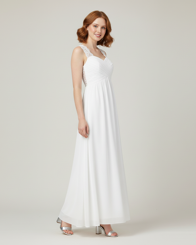 Festliches Kleid Jugendweihe Weiss Spitze Blumen - Ansicht 3