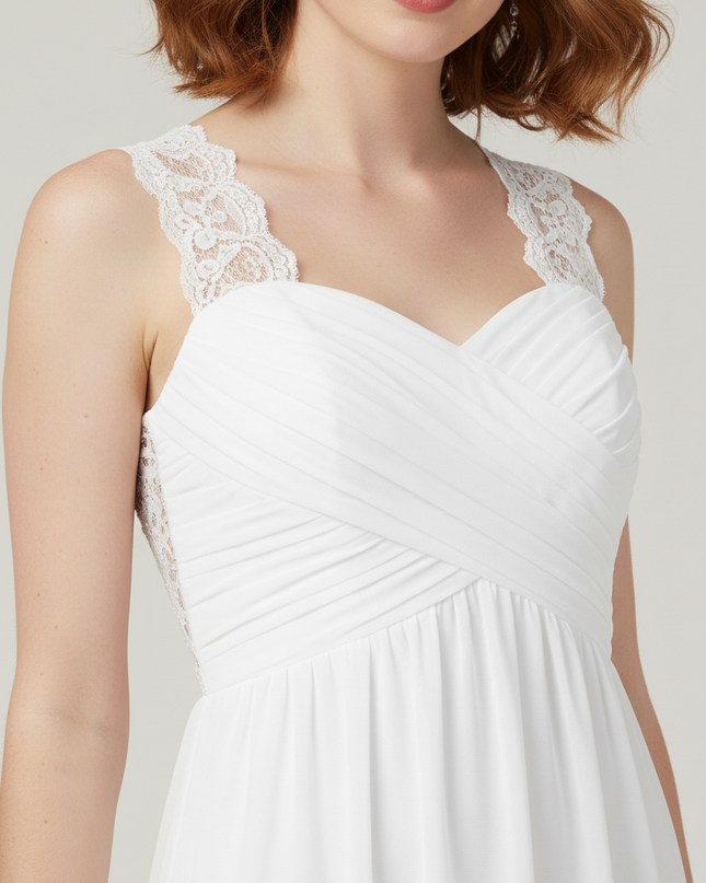 Festliches Kleid Jugendweihe Weiss Spitze Blumen - Ansicht 4