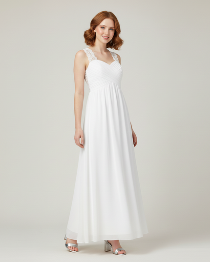 Festliches Kleid Jugendweihe Weiss Spitze Blumen - Ansicht 5