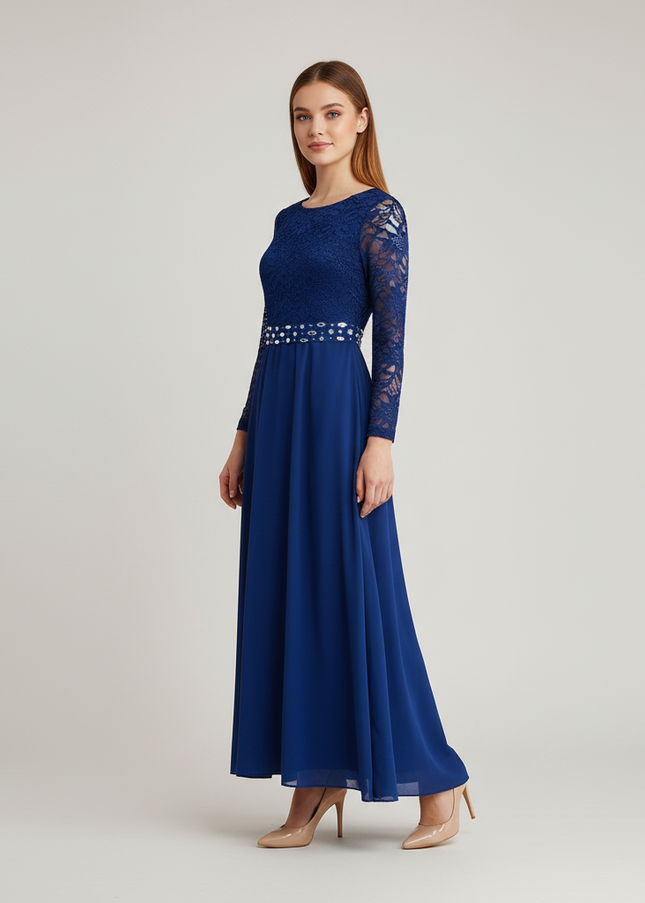 Jugendweihe Kleid Dunkelblau Blumenkind-Kleid - Ansicht 1