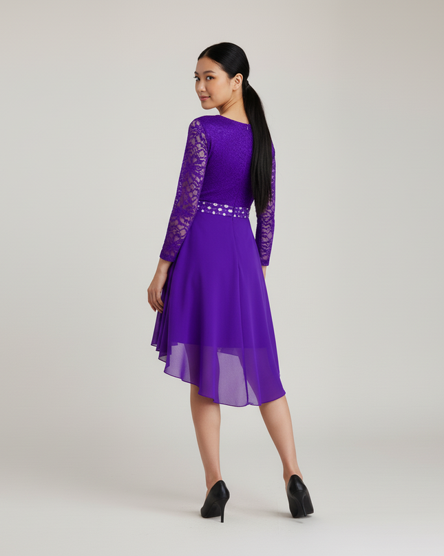 Lila Jugendweihe Kleid Mesh Volumen - Ansicht 2