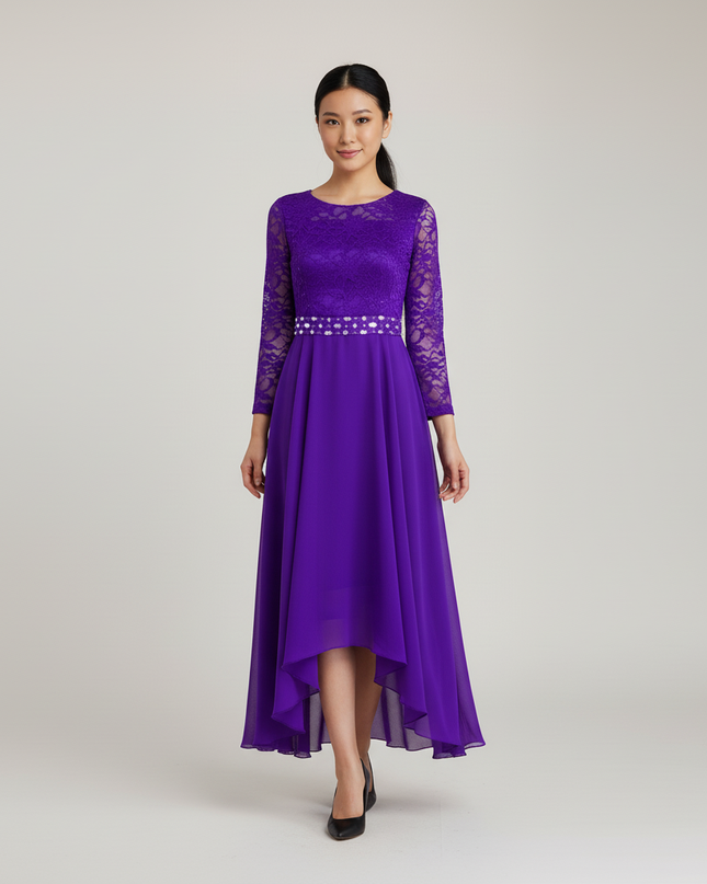 Lila Jugendweihe Kleid Mesh Volumen - Ansicht 5