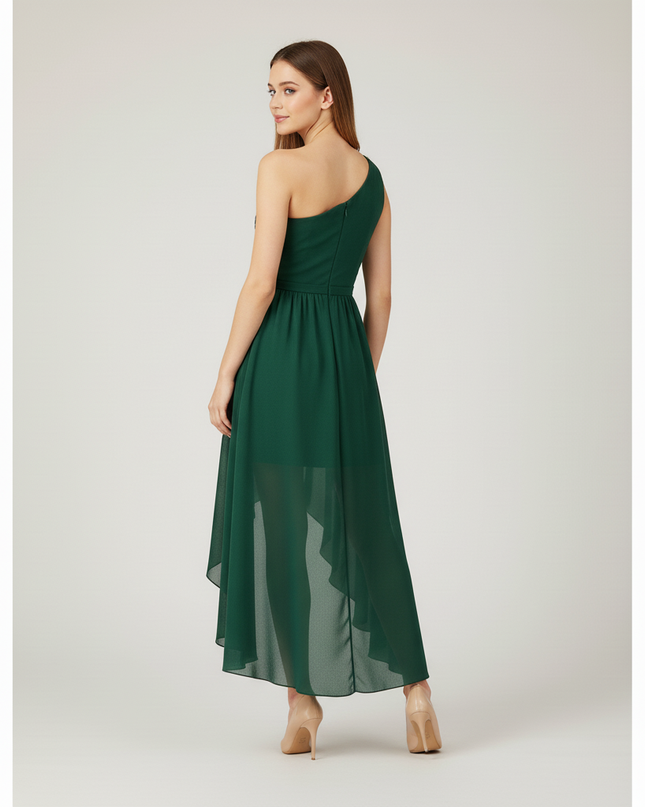 Gruenes Jugendweihe Kleid Einschulter Perlen Kinder - Ansicht 2