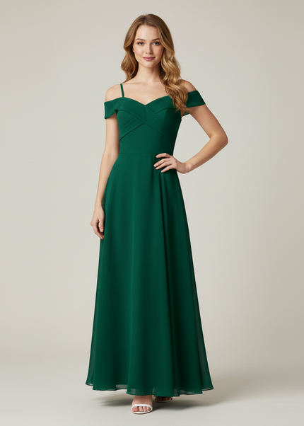 Gruenes Jugendweihe Kleid Off-Shoulder Kinder - Chiffon - Ansicht 1