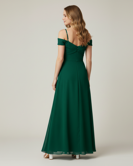 Gruenes Jugendweihe Kleid Off-Shoulder Kinder - Chiffon - Ansicht 2