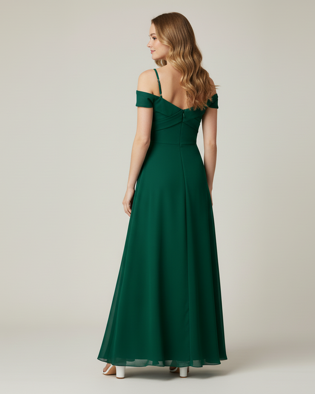 Gruenes Jugendweihe Kleid Off-Shoulder Kinder - Chiffon - Ansicht 2