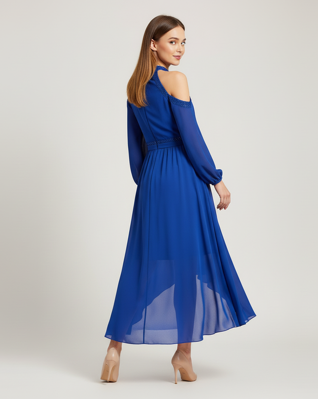 Hellblaues Jugendweihe Kleid Chiffon Volant - Festlich - Ansicht 2