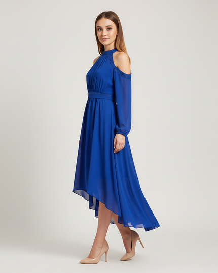 Hellblaues Jugendweihe Kleid Chiffon Volant - Festlich - Ansicht 3