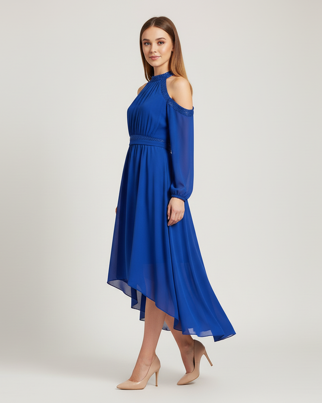 Hellblaues Jugendweihe Kleid Chiffon Volant - Festlich - Ansicht 3