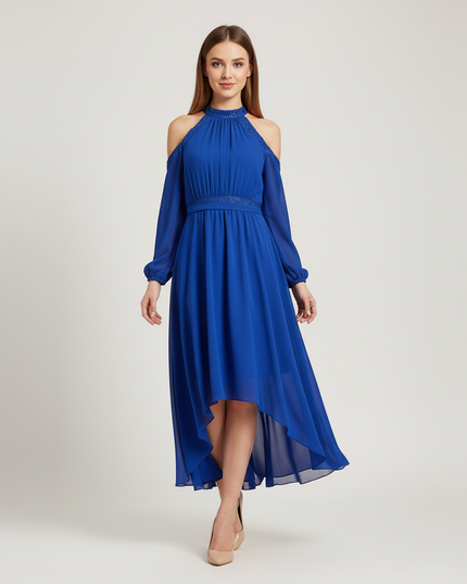 Hellblaues Jugendweihe Kleid Chiffon Volant - Festlich - Ansicht 5