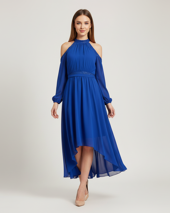 Hellblaues Jugendweihe Kleid Chiffon Volant - Festlich - Ansicht 5