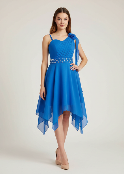 Hellblaues Jugendweihe Kleid Halter Chiffon Kinder - Ansicht 1