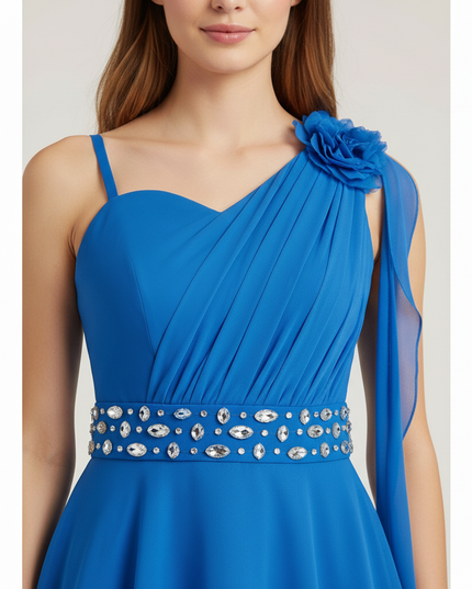 Hellblaues Jugendweihe Kleid Halter Chiffon Kinder - Ansicht 4