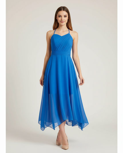 Hellblaues Jugendweihe Kleid Halter Chiffon Kinder - Ansicht 5
