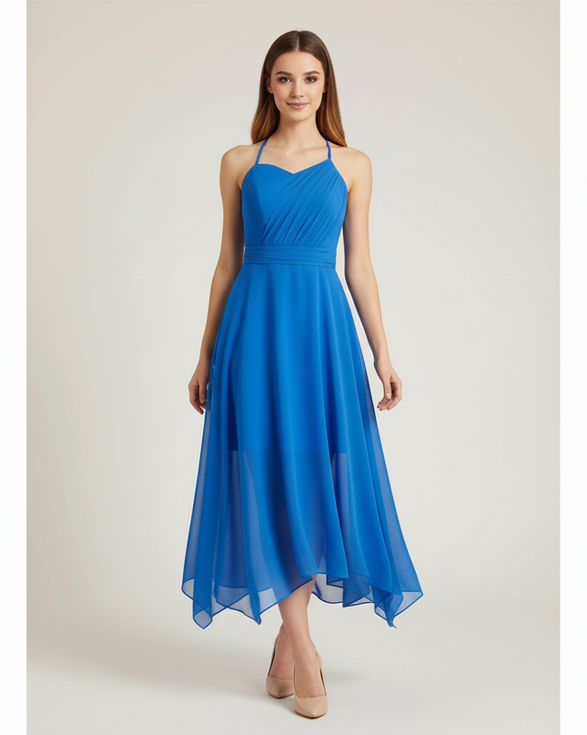 Hellblaues Jugendweihe Kleid Halter Chiffon Kinder - Ansicht 5