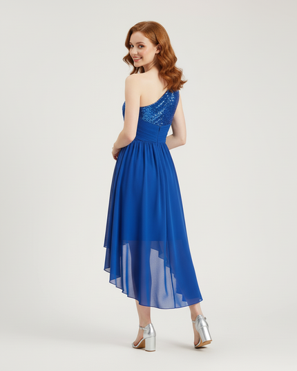 Hellblaues Jugendweihe Kleid Maxi Einschulter Kinder - Ansicht 2