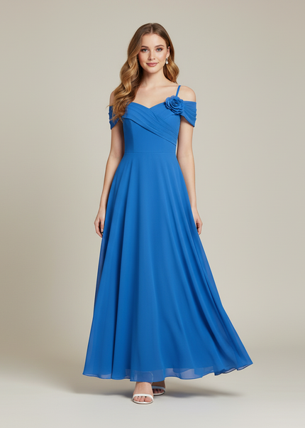 Hellblaues Jugendweihe Kleid Off Shoulder Chiffon Kinder - Ansicht 1