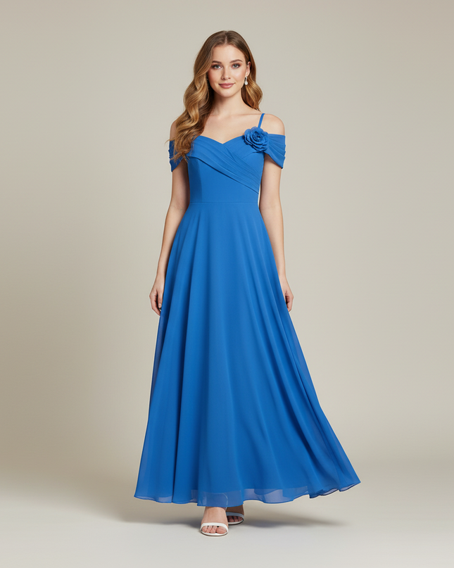 Hellblaues Jugendweihe Kleid Off Shoulder Chiffon Kinder - Ansicht 1
