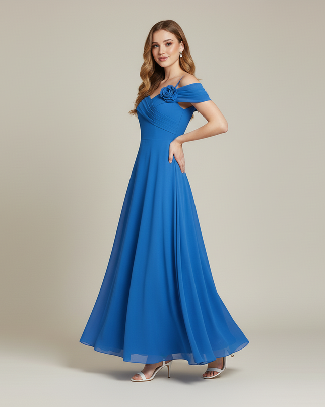 Hellblaues Jugendweihe Kleid Off Shoulder Chiffon Kinder - Ansicht 3