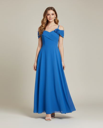 Hellblaues Jugendweihe Kleid Off Shoulder Chiffon Kinder - Ansicht 5