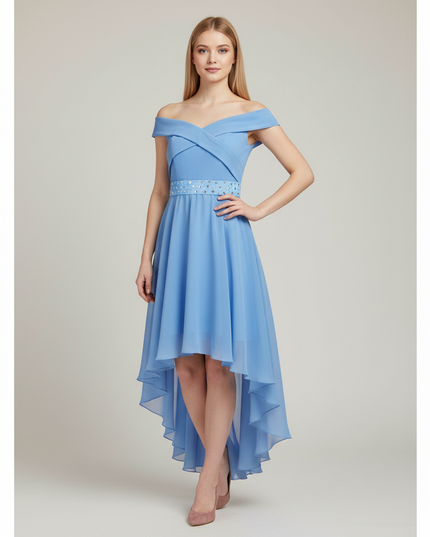 Hellblaues Jugendweihe Kleid Off Shoulder Kinder - Ansicht 1