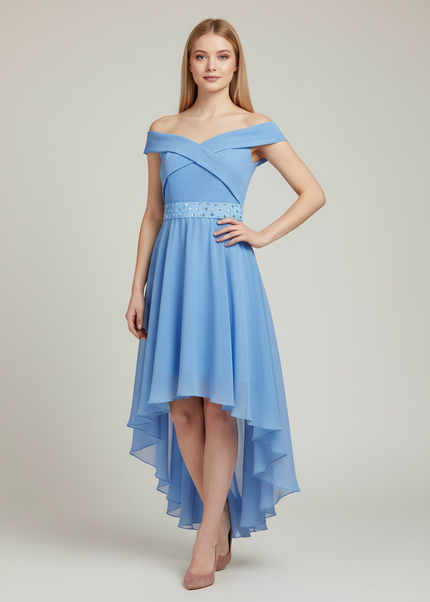 Hellblaues Jugendweihe Kleid Off Shoulder Kinder - Ansicht 1