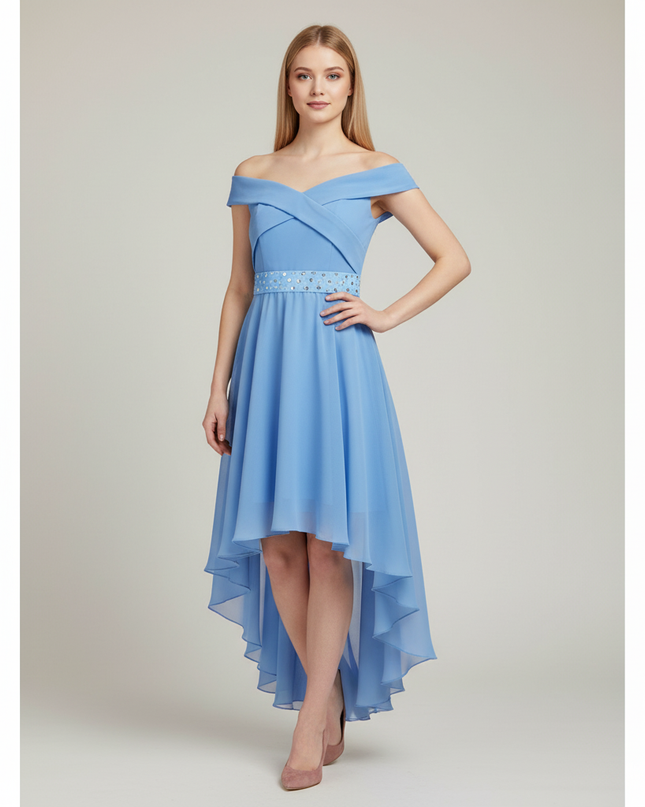Hellblaues Jugendweihe Kleid Off Shoulder Kinder - Ansicht 1