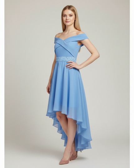 Hellblaues Jugendweihe Kleid Off Shoulder Kinder - Ansicht 3