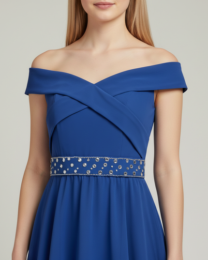 Hellblaues Jugendweihe Kleid Off Shoulder Kinder - Ansicht 4