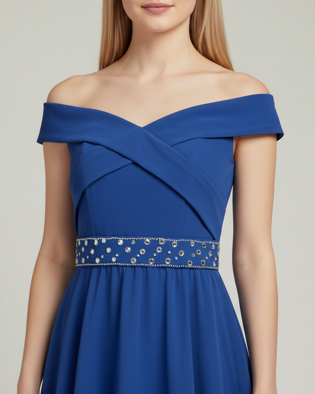 Hellblaues Jugendweihe Kleid Off Shoulder Kinder - Ansicht 4