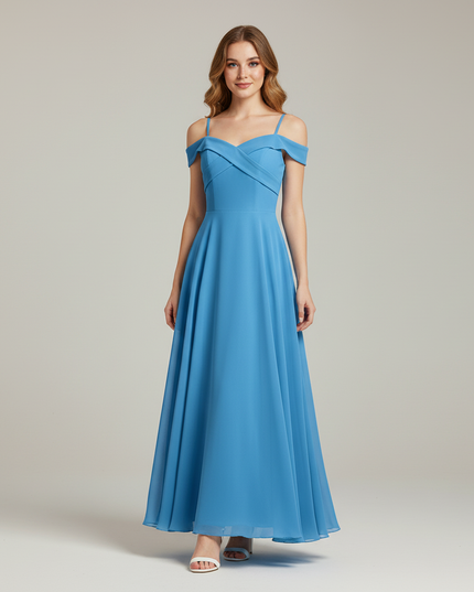 Hellblaues Jugendweihe Kleid Prom Off Shoulder Lang - Ansicht 1