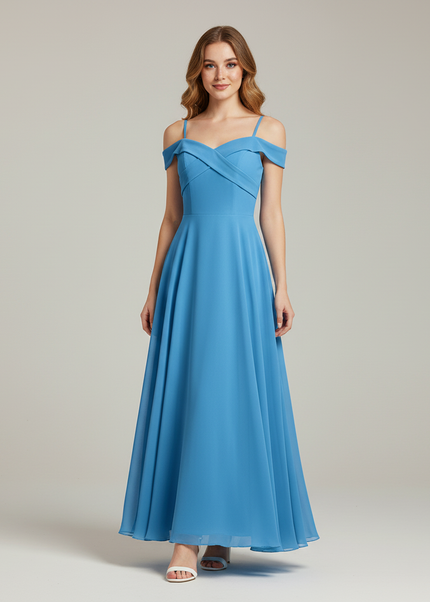 Hellblaues Jugendweihe Kleid Prom Off Shoulder Lang - Ansicht 1