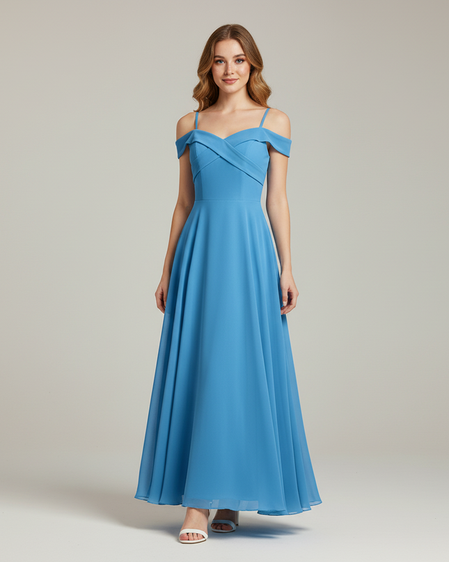 Hellblaues Jugendweihe Kleid Prom Off Shoulder Lang - Ansicht 1